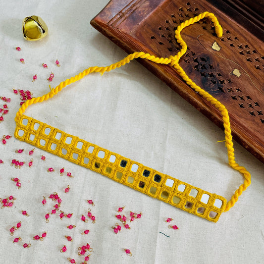 Yellow Mirror Work Necklace By Gamthi Fashion