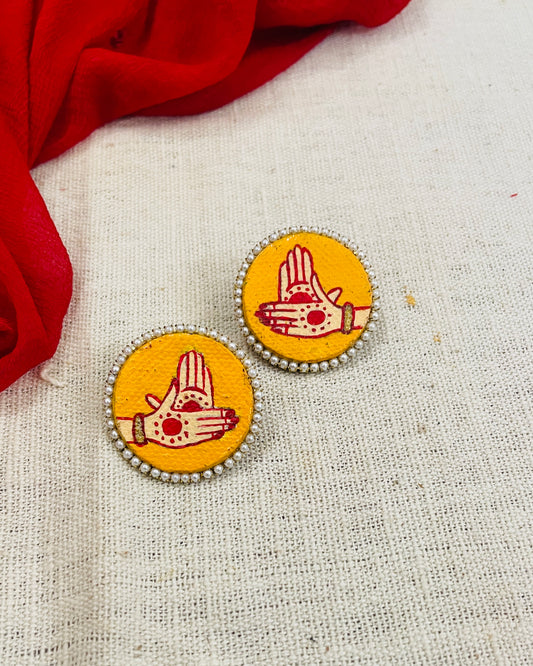 Yellow Mudra Hand Painted Earring By Gamthi Fashion